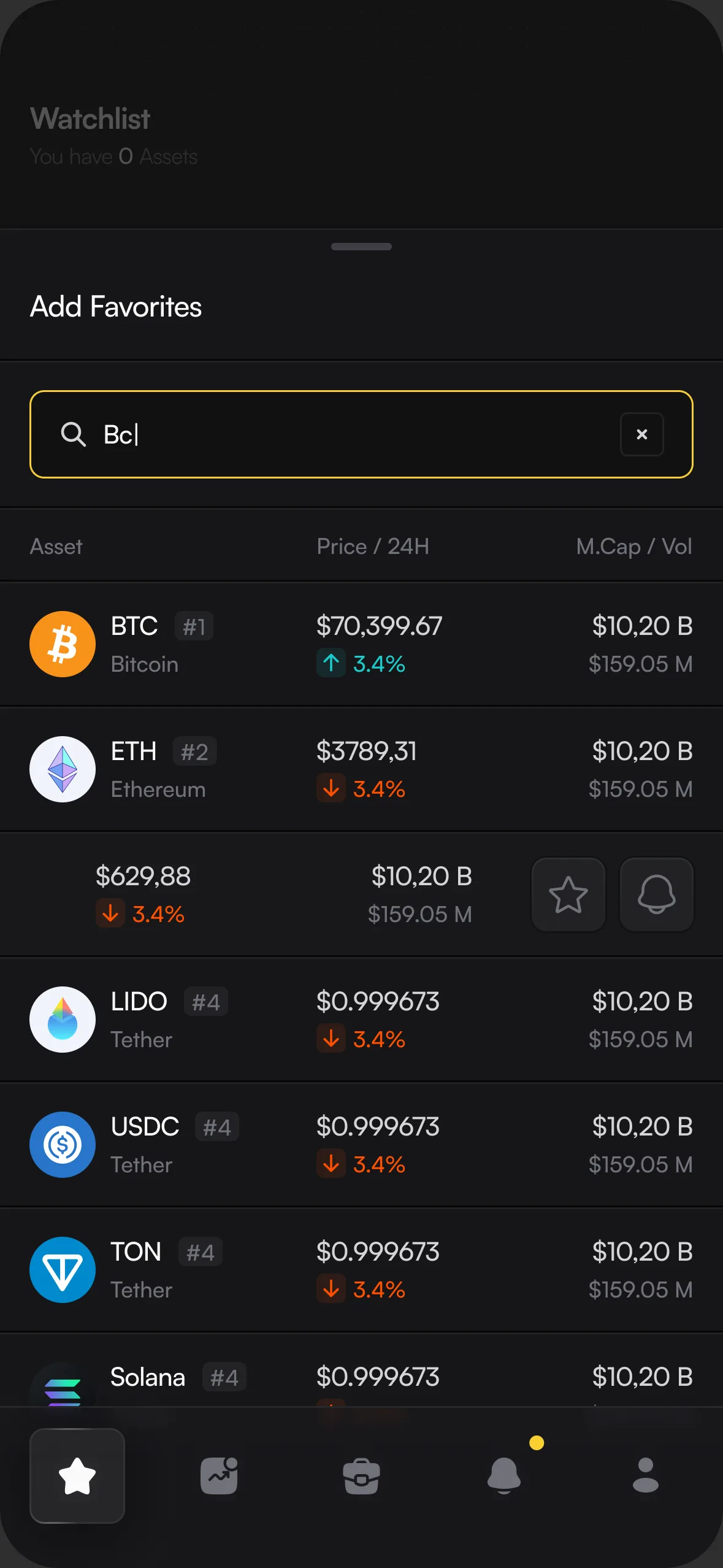 KeepCoin Markets screen